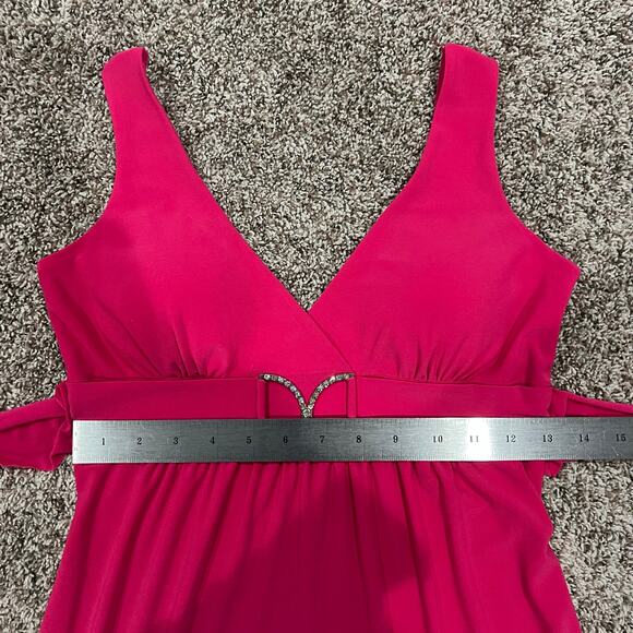VTG 90s y2k Women's Pink Taboo Tie Back Babydoll Dress W/ Rhinestone Detailing - Picture 9 of 10